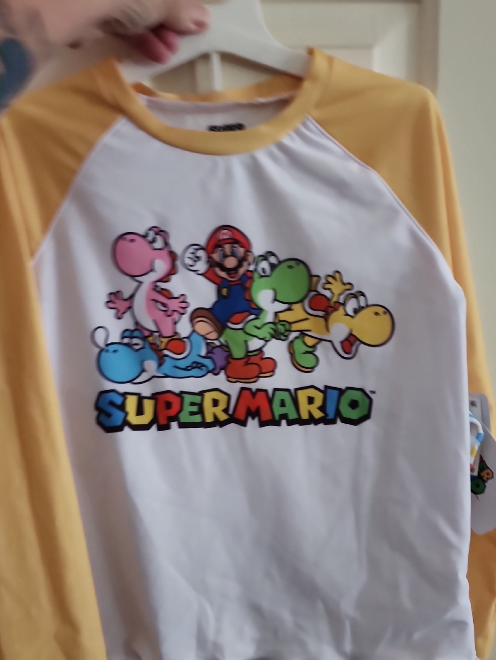 Nintendo Super Mario White Tee with Yellow Trim